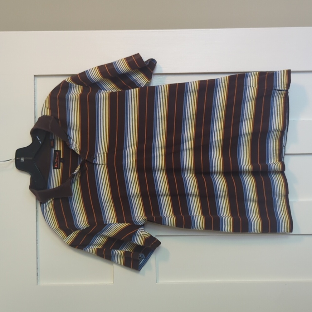 Ben Sherman Polo Shirt Mens Size Small Blue And White Stripe NWT